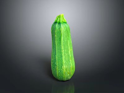 Fresh Green Striped Zucchini Vegetable On Dark Background With Smooth Skin 3d model