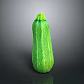 Fresh Green Striped Zucchini Vegetable On Dark Background With Smooth Skin