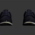 Navy Blue Suede Casual Shoes With Lace Up Design White Sole And Brown Heel Accent