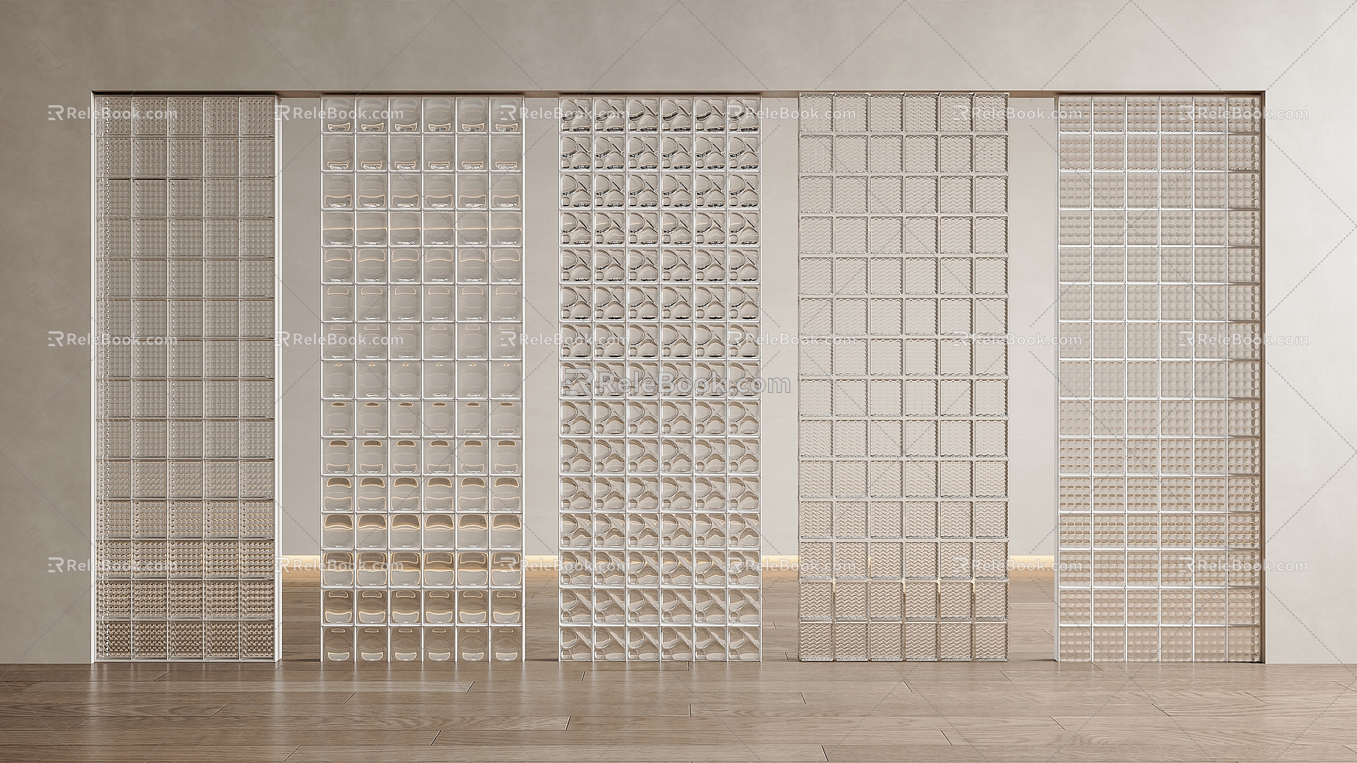 Glass brick partition wall glass partition glass brick partition carved glass brick 3d model