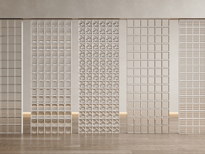 Glass brick partition wall glass partition glass brick partition carved glass brick 3d model