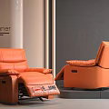 Orange Leather Massage Chair With Reclining Function And Designer Style 3d model