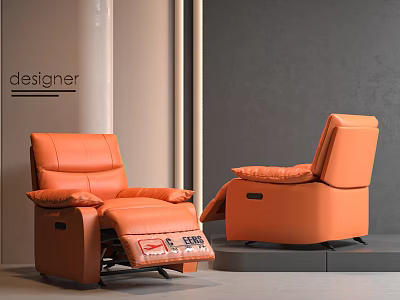 Orange Leather Massage Chair With Reclining Function And Designer Style 3d model