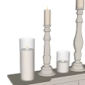 White Pedestal Candle Holders With Tall Columns Glass Shades And Lit Candles Design
