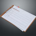 Brown Clipboard With Paper Pencil And Yellow Sticky Note On Dark Background