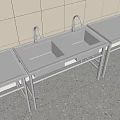 Stainless Steel Double Bowl Kitchen Sink With Metal Stand And Faucets