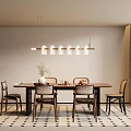 Quiet Ancient Style Dining Table and Chair Chandelier Ornaments 3d model