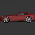 Red Sports Car With Sleek Design Black Interior Silver Wheels And Reflective Surface