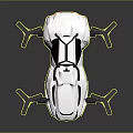 Silver Metallic Flying Car With Four Rotors And Purple Seats Futuristic Design