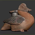 Traditional Orange Duck Shaped Decorative Furniture Accent With Black Red Patterns