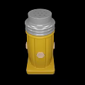 Yellow Condiment Bottle with Silver Lid Hexagon Design and Sturdy Base for Kitchen Use