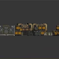 Industrial Storage Setup With Metal Crates Wooden Barrels And Orange Oil Drums