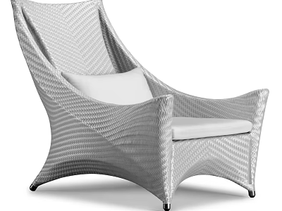 Modern White Woven Single Sofa With Comfortable Cushion And Stylish Design 3d model