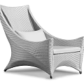 Modern White Woven Single Sofa With Comfortable Cushion And Stylish Design 3d model