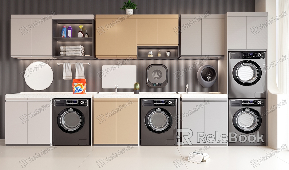 Modern Washing Machine Cabinet Balcony Washing Machine Combination Cabinet model