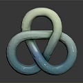 Organ And Hair Inspired Intertwined Rings With Green Blue Gradient Smooth Surface
