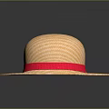 Light Orange Woven Straw Hat With Red Ribbon Summer Fashion Accessory