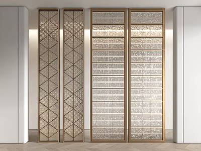 Modern Partition Screens With Geometric Cutout Designs And Metal Frames For Interior Spaces 3d model