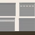 Four Gray Roller Blinds On White Wall With Light Wooden Floor And Green Plant