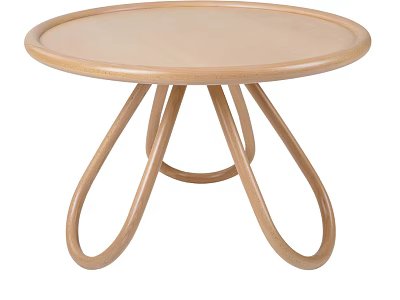 Round Wooden Coffee Table Featuring Curved Legs and Smooth Surface Design 3d model