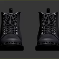 Classic Navy Blue Leather Lace Up Boots With Metal Eyelets And Stitched Soles
