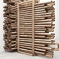 Modern Wooden Slatted Room Divider With Natural Finish For Home Interior Design