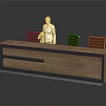 Modern Wooden Reception Desk Design With Comfortable Chairs And Interior Furniture