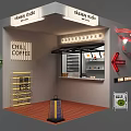 Chill Coffee Neon Billboard With Arrow Sign And Display Counter In Studio