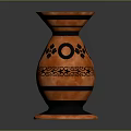 Orange and Black Decorative Vase With Floral Circular Patterns For Home Decor