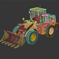 Yellow Construction Loader With Large Bucket Big Tires And Glass Cabin