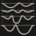 Modern Wave Shaped White LED Chandelier with Gold Bars for Interior Lighting