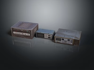 Vintage Electronic Appliances Set Featuring Retro Design And Various Sizes 3d model