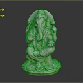 Stone Carved Ganesh Statue Holding Sacred Items In Sitting Pose With Traditional Ornaments