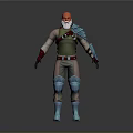 A Man With Red Hair Beard In Green Vest Blue Armor Red Gloves Blue Boots
