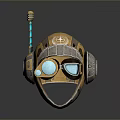 Tactical Weapon Helmet Featuring Retro Metal Construction Blue Lens Goggles Side Dial And Top Antenna