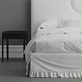 Modern Double Bed With Upholstered Headboard White Bedding And Wooden Nightstand In Clean Interior