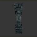 Ancient Decorative Stone Pillar With Intricate Carved Details And Textured Surface