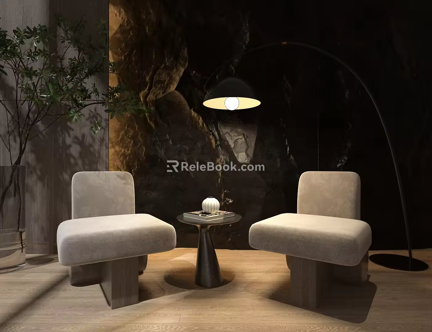 Fabric sofa living room sofa floor lamp 3d model