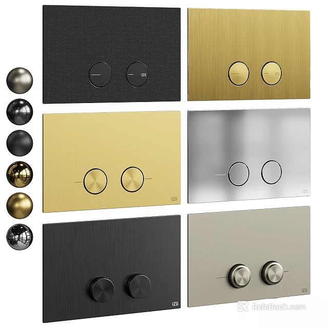 Washing Daily Product Control Panels With Various Metallic Finishes And Round Knobs 3d model 