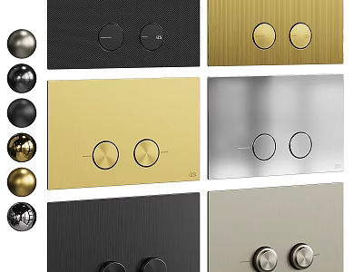 Washing Daily Product Control Panels With Various Metallic Finishes And Round Knobs 3d model