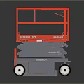 Red Scissor Lift Platform with Gray Base and Wheels by Magni for Industrial Use
