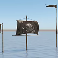 Modern Flag Pirate Flag 3d model