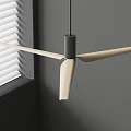 Modern Ceiling Fan With Wooden Blades And Gray Motor Near Window Blinds