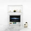 Modern White TV Stand with TV Decorative Plants Candle Holders and Best Life Sign