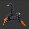 3D Armored Mechanical Wolf Game Character Holding Yellow Blades And White Claws