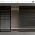 Black Metal Slatted Sliding Doors Enhancing Modern Indoor Space With Warm Light