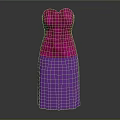 Elegant Strapless Dress With Pink Pleated Top And Purple Sparkly Skirt