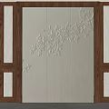 Modern Luxury Background Wall With Wooden Frame White Relief Pattern And Marble Texture 3d model