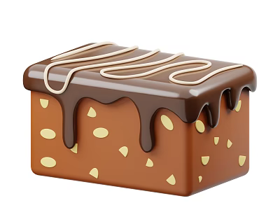 Delicious Chocolate Square Topped With Smooth Chocolate Drizzle And Crunchy Nut Pieces 3d model