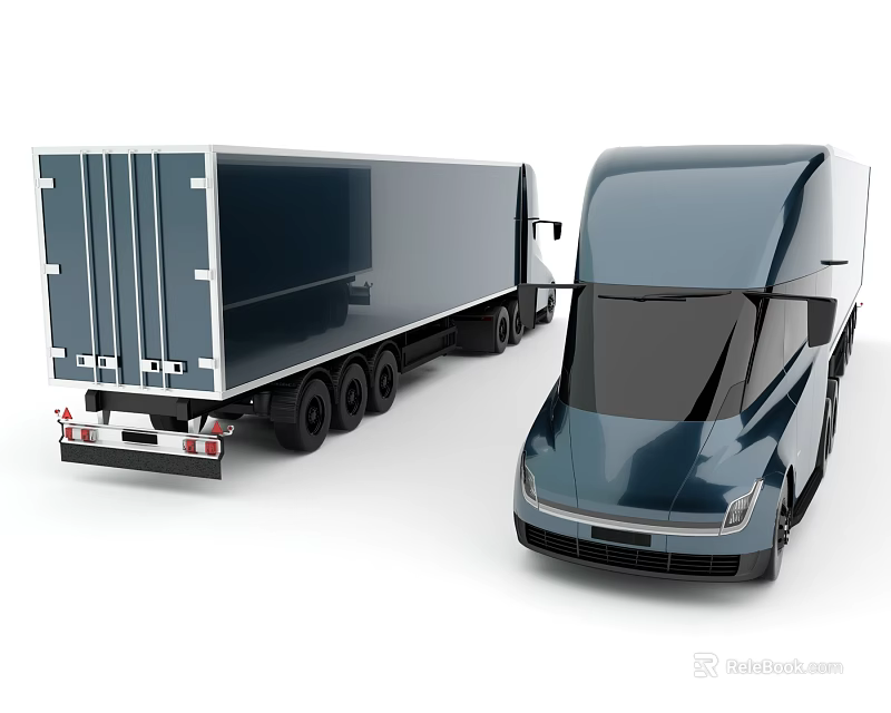 Modern Commercial Vehicles Featuring Large Container Truck And Sleek Delivery Van 3d model